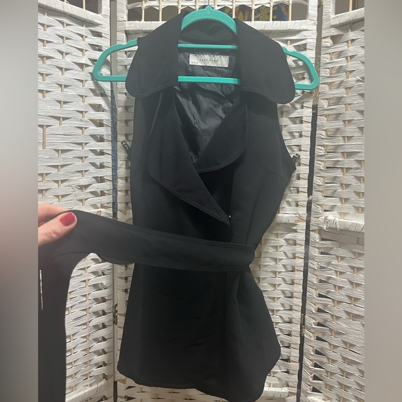 ZARA Black Sleeveless, Wrap Tunic Top with Tie-Waist Small - Picture 8 of 11